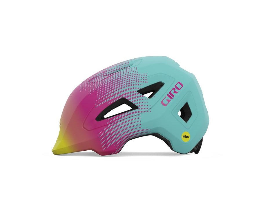 Dětská cyklistická přilba GIRO Scamp II MIPS Mat Teal/Pink Towers XS